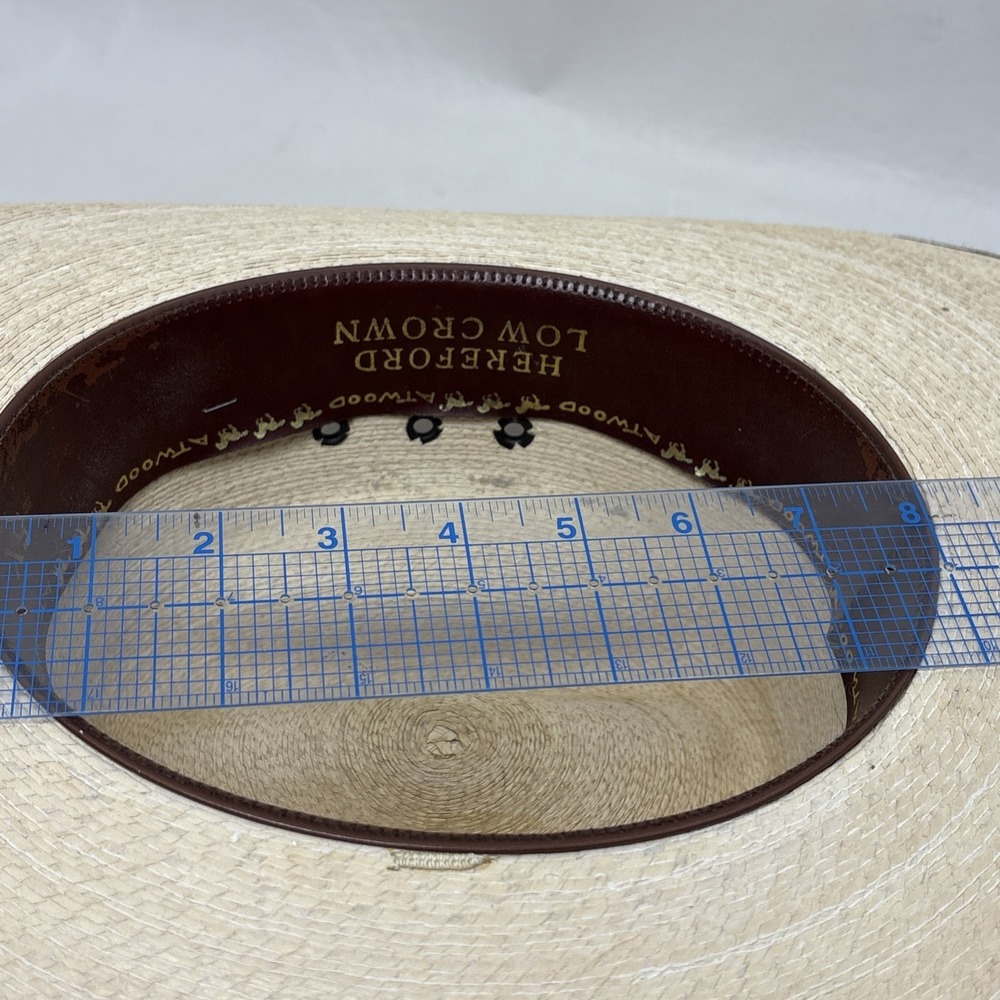 Atwood Western Hat 5X Ivory Straw Hereford Low Crown Long Oval Men Cowboy Mexico - Picture 12 of 12